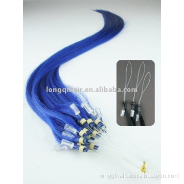 Blue color straight Indian remy micro ring human hair extension
